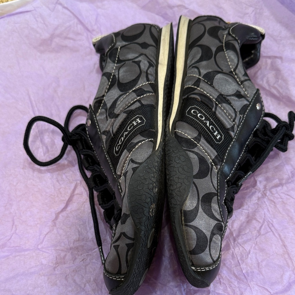 Coach Gray and Black Signature C Lace-Up Sneakers